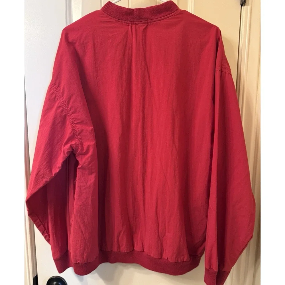Vintage 90s IZOD V-Neck Windbreaker Pullover Red Medium Gorpcore Golf Jacket